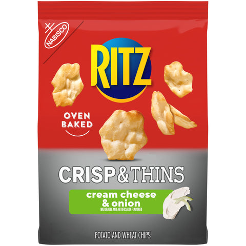 RITZ Crisp and Thins Cream Cheese and Onion Chips, 7.1 oz