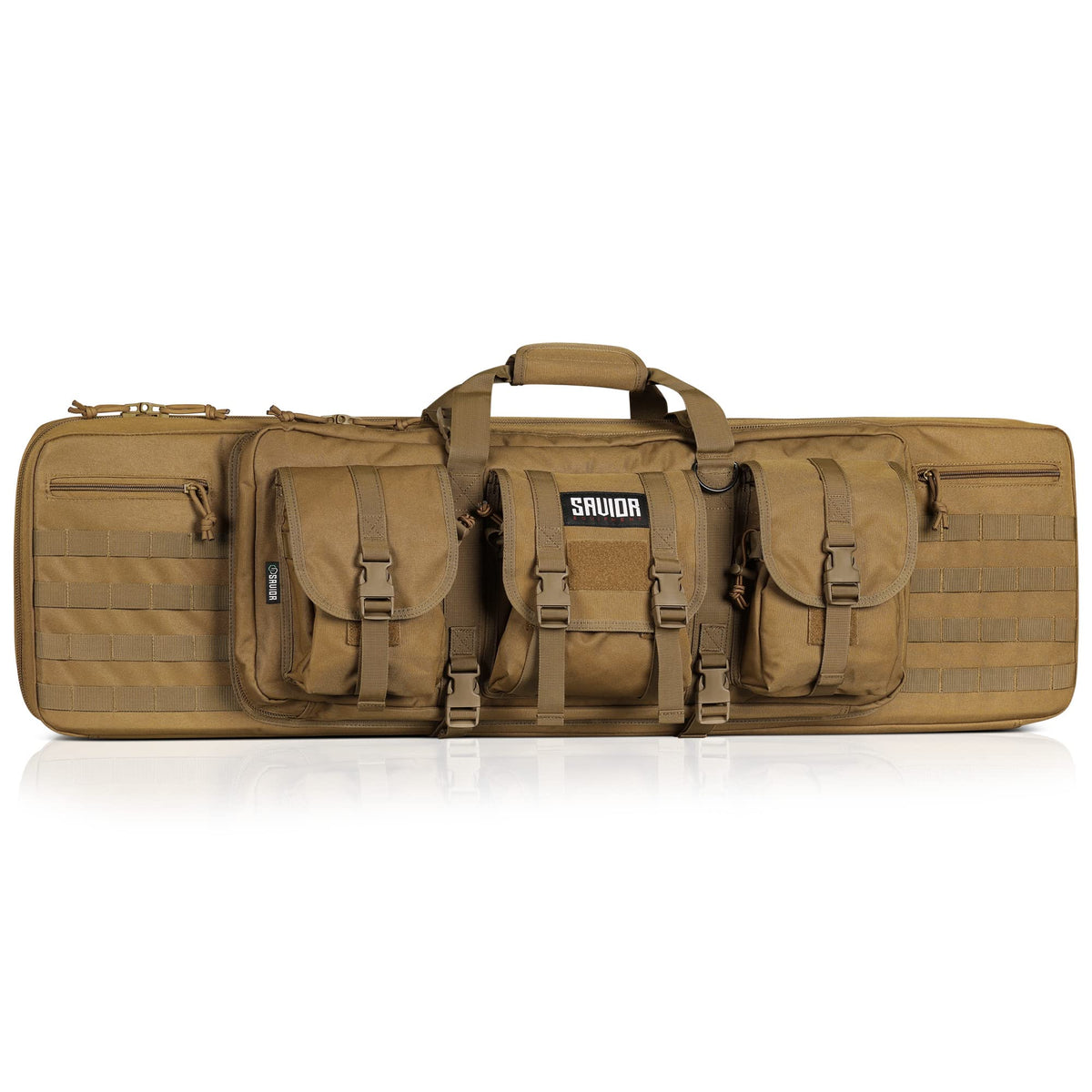 Savior Equipment American Classic Tactical Double Long Gun Bag Pistol Transportation Case w/Backpack Strap, 42 Inch Flat Dark Earth Tan