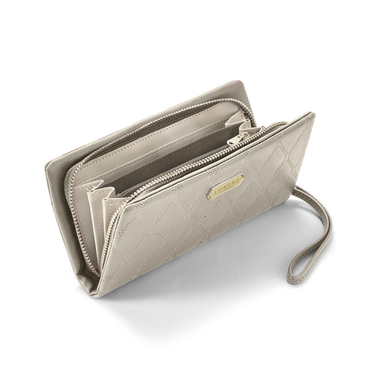 Woodland Leathers Italian Designed Women's Wallets, Card Cases & Money Organisers, Roomy, Super Soft and Fancy Ladies Purse Clutch, Multi Compartment Quilted RFID Blocking Purse (Taupe Beige)