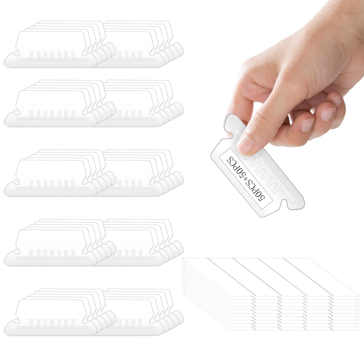 Giantree 50 Pcs Hanging File Folder Tabs with 50 Pcs Inserts, 2" Clear Hanging Folder Tab Plastic File Tabs for Hanging Folders Hanging Folder Tabs Hanging File Tabs
