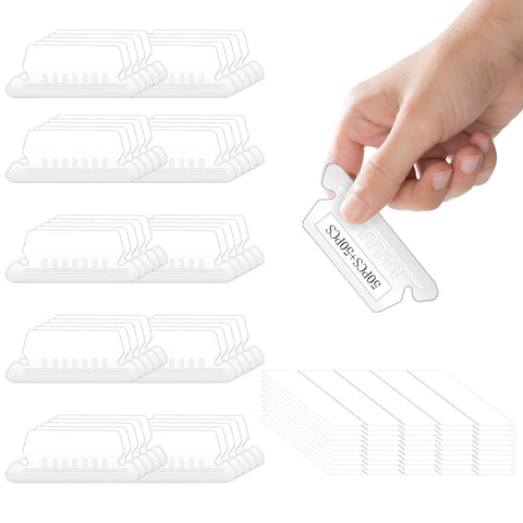 Giantree 50 Pcs Hanging File Folder Tabs with 50 Pcs Inserts, 2" Clear Hanging Folder Tab Plastic File Tabs for Hanging Folders Hanging Folder Tabs Hanging File Tabs