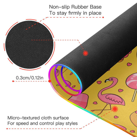 Cute Candy Flamingo Wireless Charging Mouse Pad for Mobile Phone Extra Large Gaming Mousepad with 13 Lighting Modes Extended Desk Mat for Office Home Gaming MacBook PC Laptop Desk