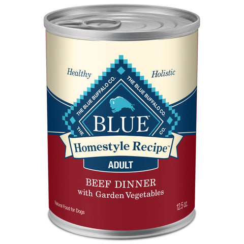 Blue Buffalo Homestyle Recipe Natural Adult Wet Dog Food, Beef 12.5 oz cans (Pack of 12)