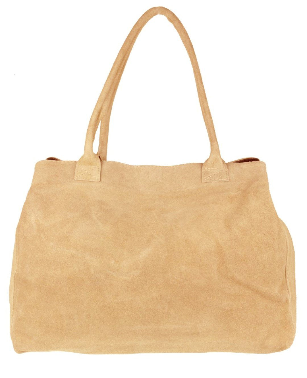 Girly Handbags Womens Expandable Italian Suede Leather Shoulder Bag - Taupe