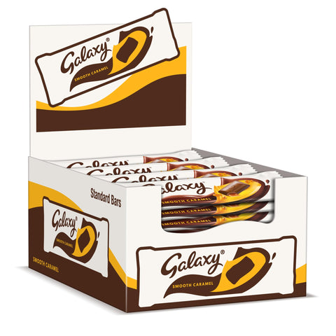 Galaxy Milk Chocolate & Smooth Caramel Bars, Bulk Box for Chocolate Hamper Gift, 24 Bars of 48g
