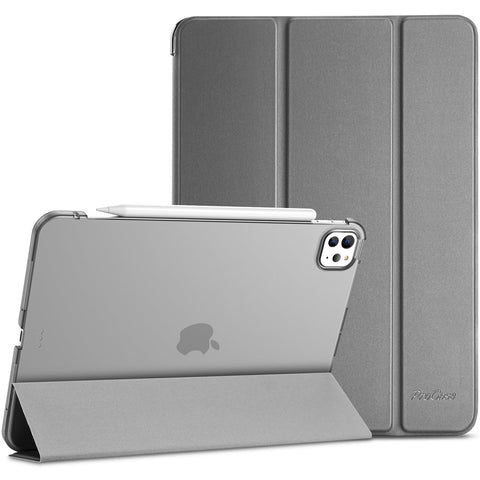 ProCase Smart Case for iPad Pro 11 Inch Case 2024 M4(Model: A2836/A2837/A3006), Slim Folio Stand Hard Back Shell Protective Tablet Cover for 5th Generation iPad Pro 11" 2024 -Grey