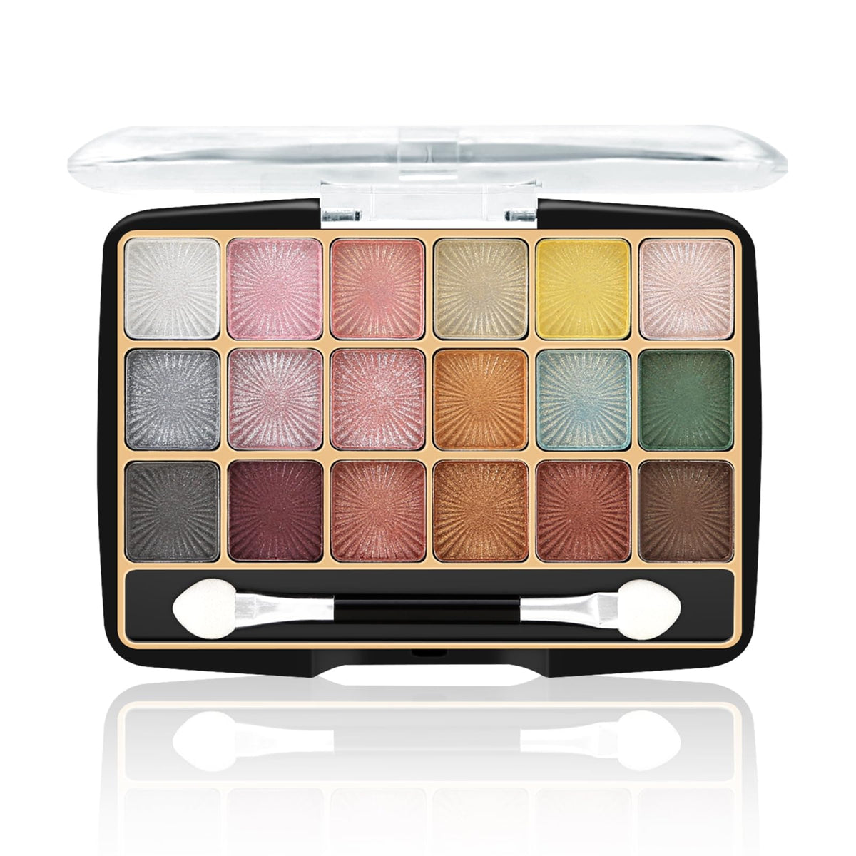 Apooliy 18 Colors Eyeshadow Palette,Shimmer Highly Pigmented Eye Shadow Palette with Applicator,Long Lasting Makeup Palette,Waterproof Blue Eyeshadow