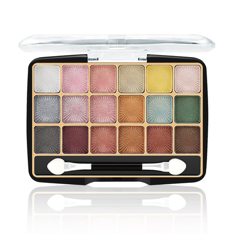 Apooliy 18 Colors Eyeshadow Palette,Shimmer Highly Pigmented Eye Shadow Palette with Applicator,Long Lasting Makeup Palette,Waterproof Blue Eyeshadow