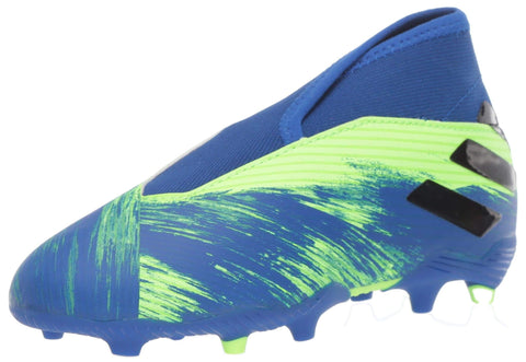 adidas Men's Nemeziz 19.3 Laceless Firm Ground Soccer Shoe, Signal Green/Black/Team Royal Blue, 11K
