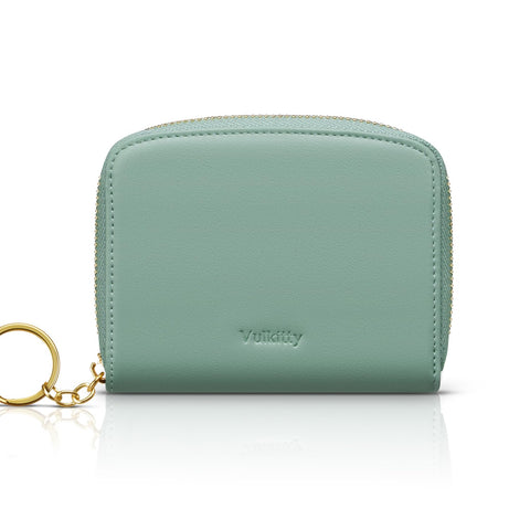 Vulkitty Wallet for Ladies Purse Women RFID Blocking Trifold Compact Leather Card Case with ID Window and Zipper Coin Pocket