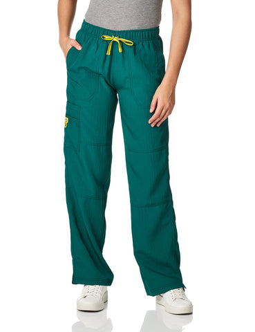WonderWink Womens Four Stretch Women's Cargo Medical Scrubs Pants, Green, Small US