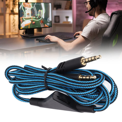 Gaming Headset Replacement Audio Cable, Inline Volume Control Wire and Without Inline Mute Control Cord for Astro A10 A40TR Game Headphone(Volume Control-Blue)