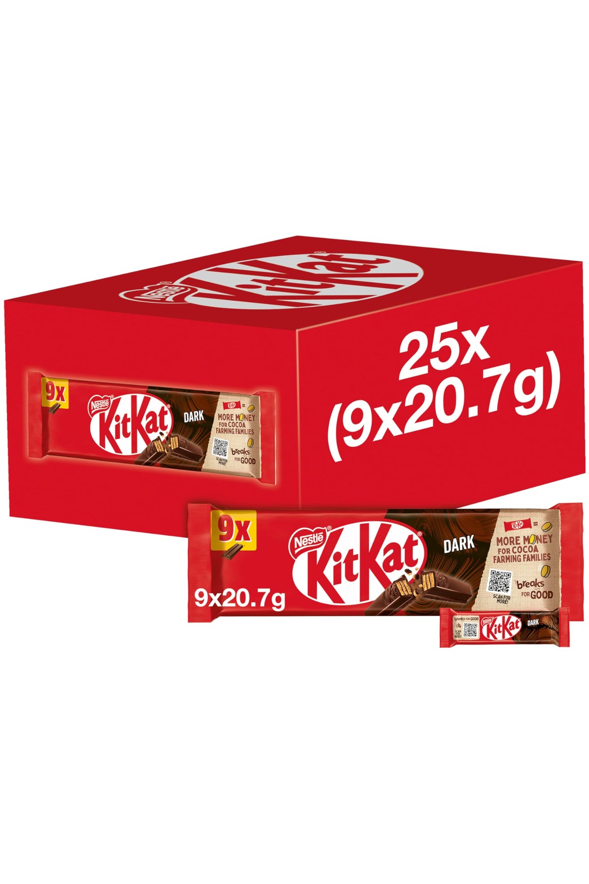 KitKat Dark Chocolate Biscuit Bar, 9 x 20.7g