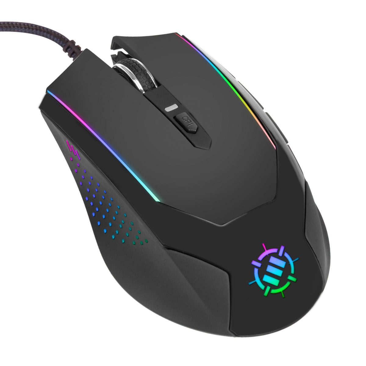 ENHANCE Computer PC Gaming Mouse Adjustable 3500 DPI LED Lighting, Accuracy Tracking Optical Sensor, Ergonomic 6 Button Design, Braided Cable, Color Changing, Slim Profile