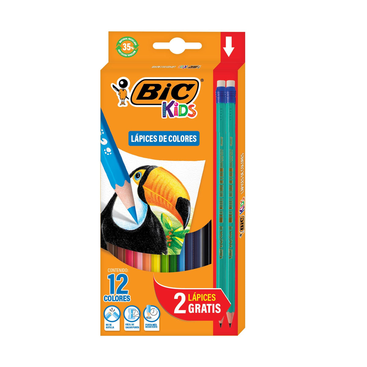 Bic Kids Evolution ECOlutions Colouring Pencils, Assorted Colours, Eco-Friendly, 70 g,12 Count (Pack of 1)