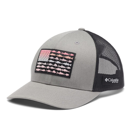 Columbia Unisex PFG Fish Flag Mesh Snap Back - Low, Titanium/Black, One Size
