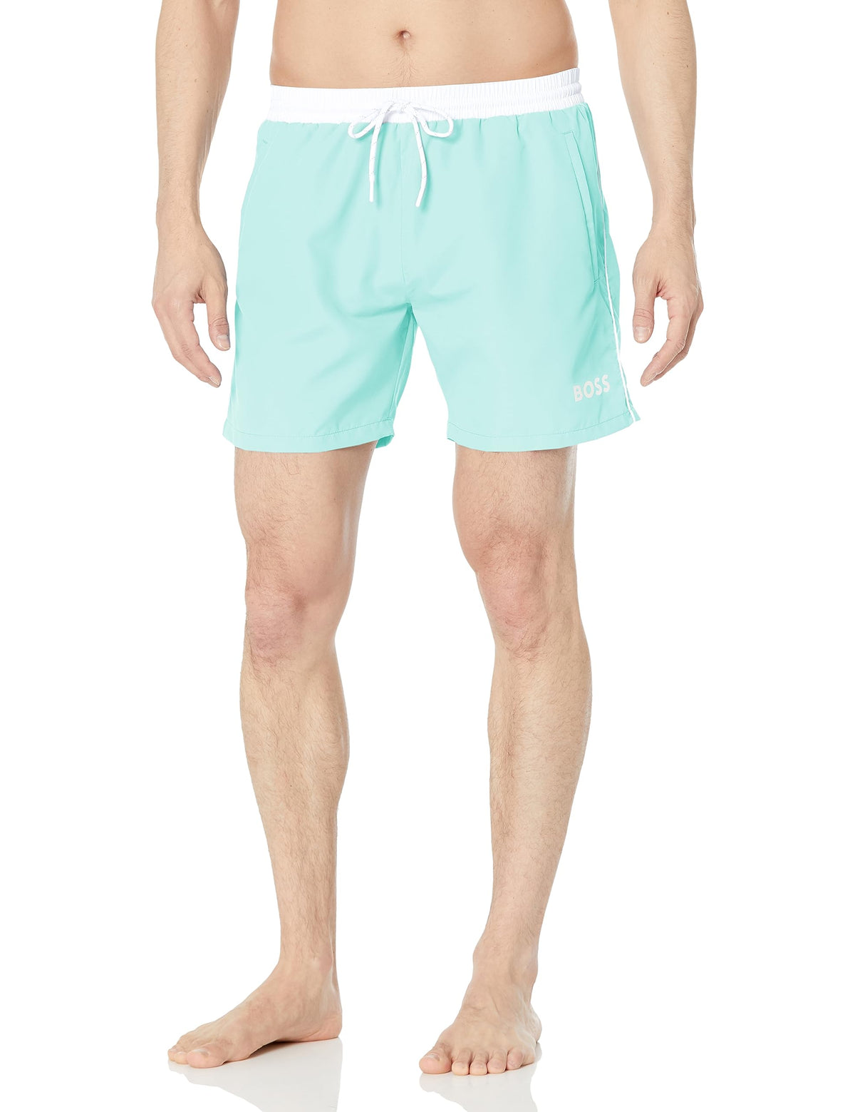 BOSS Men's Standard Medium Length Solid Swim Trunk, Biscay Green, XL