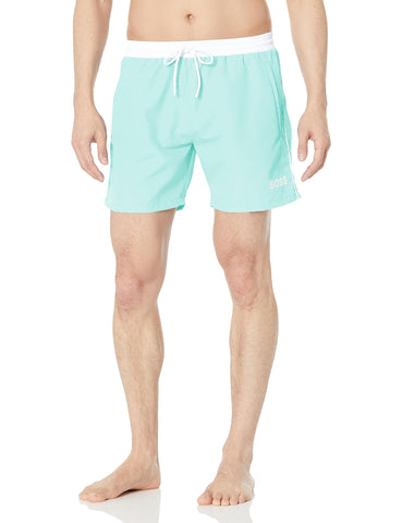 BOSS Men's Standard Medium Length Solid Swim Trunk, Biscay Green, XL