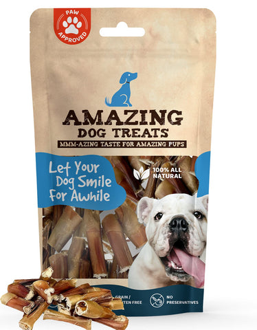 Amazing Dog Treats - Bully Stick Bites (1 Lb. Bag) Premium Dog Chews - Easily Digestible Bully Stick Dog Treat - 100% Beef Bully Bones