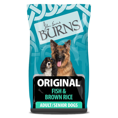 Burns Pet Nutrition Complete Dry Hypoallergenic Dog Food For Adult & Senior Dogs - Original Fish & Brown Rice (2kg)