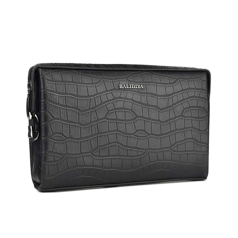Balidiya Mens Clutch Bag Leather Purse Zipper Lock Wallets Business Card holder 3-HÃ¢â‚¬Â¦