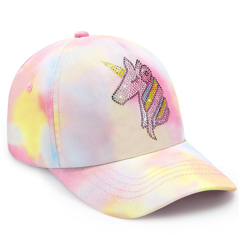 Kids Baseball Hat Unicorn Girls Baseball Cap Toddler Trucker Hat Girls Hats for Kids Ages 4-8 (Tie-dye Unicorn)