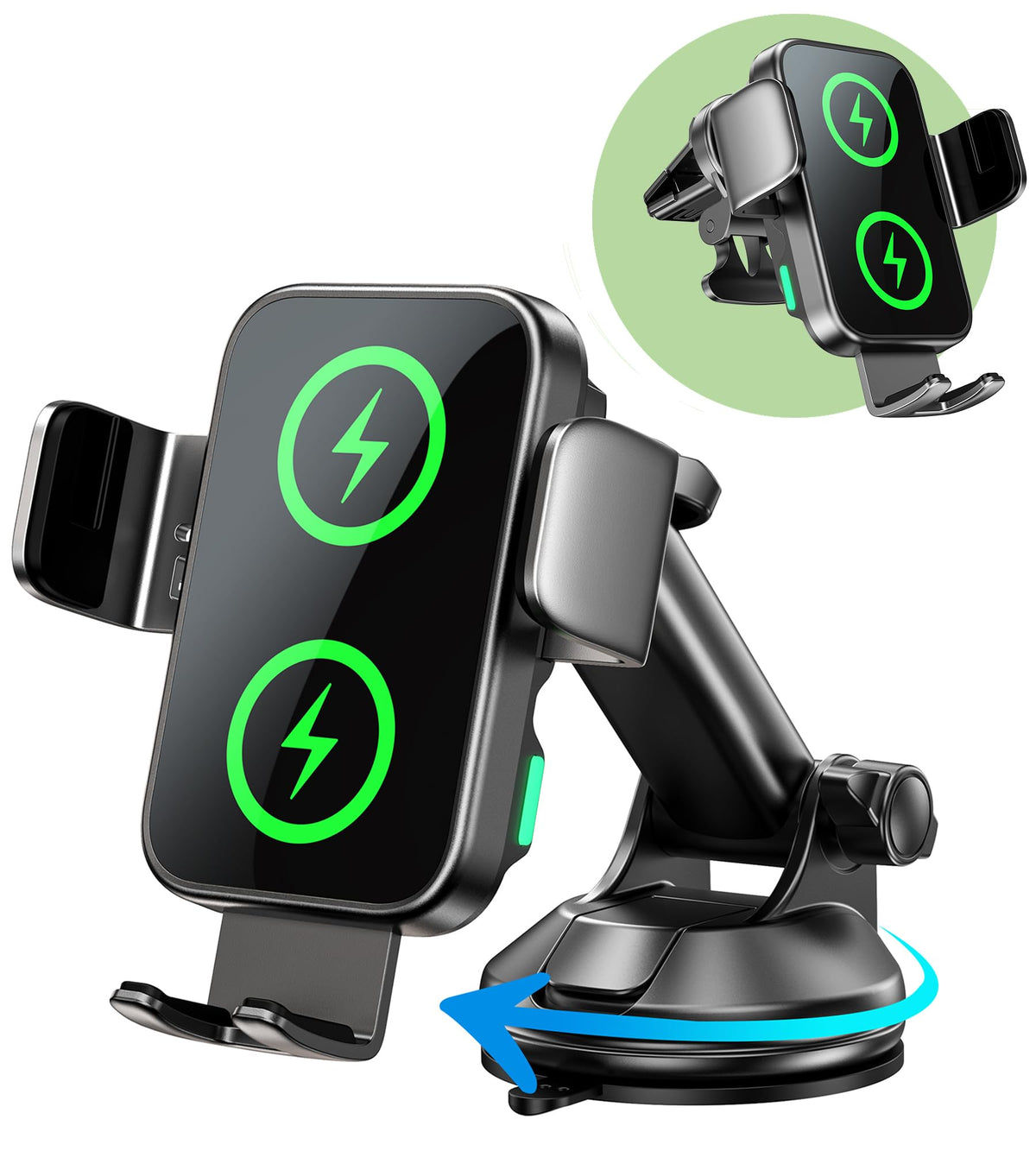 GuMosh [Dual Coil] Mag-Safe Car Charger, Quick Charge [Auto Clamp Alignment] Mag-safe Car Phone Holder for Windscreen, Dashboard and Air Vent for Samsung, Galaxy, i-Phone