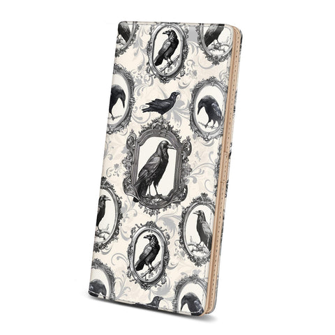 Immaturus Crow Womens Wallet, Slim Thin RFID Blocking Card Wallets, Bifold PU Leather Credit Card Holder Organizer, Cute Cash Clutch Long Billfold with Zipper Coin Pocket Ladies Girls Gift