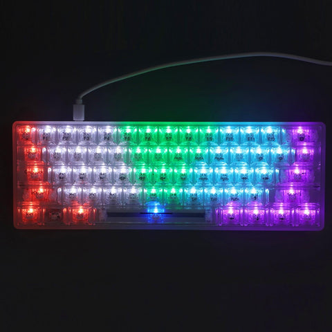 VBESTLIFE Wired RGB Gaming Keyboard, 61 Keys Clear Keycap Full Transparent Mechanical Keyboard Customizable Hot Plug Switch Gaming Keyboard with 19 Lights, for Office Gaming