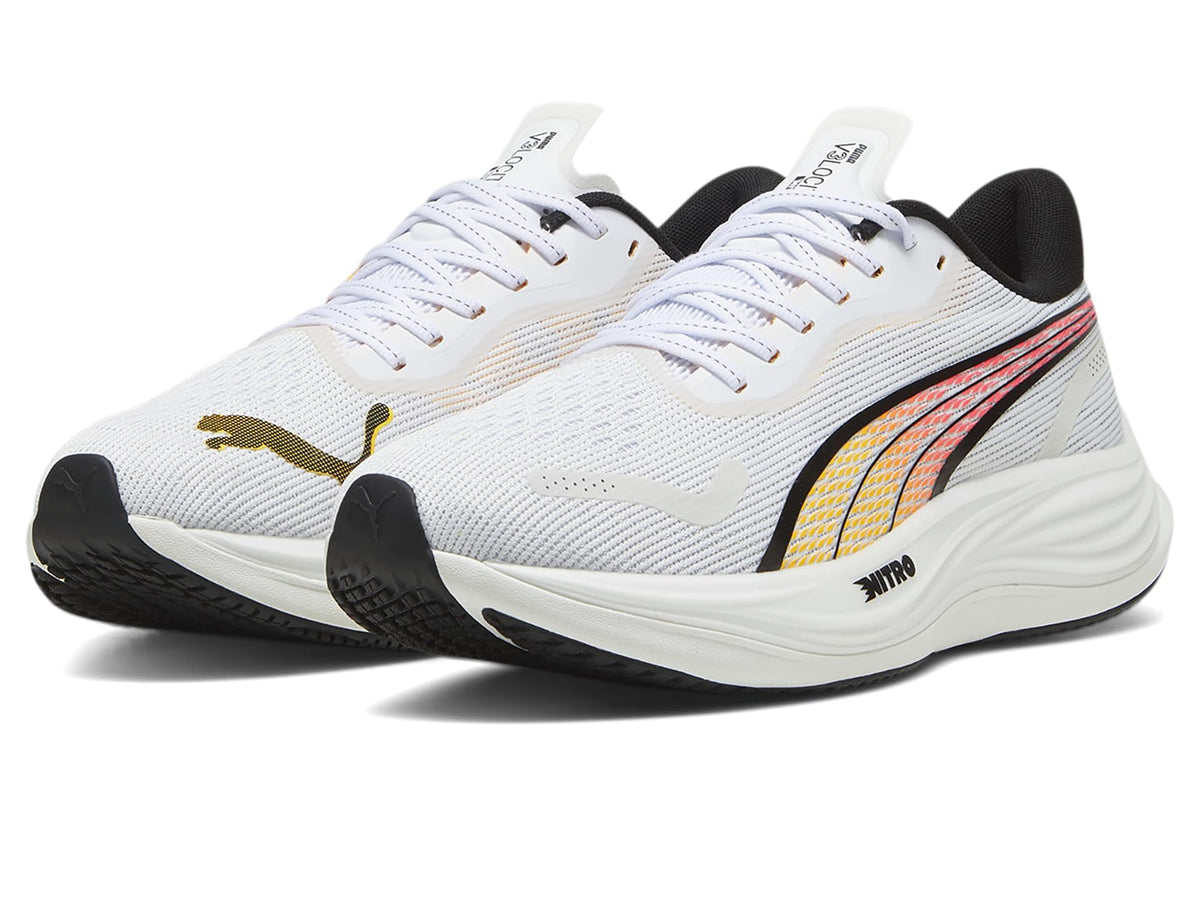 PUMA Men's Velocity Nitro 3 Sneaker, White/Sun Stream, 10