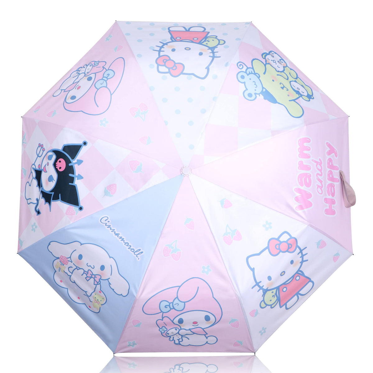 Roffatide Anime Cinnamoroll Kuromi Melody Cute Umbrella Auto Open Compact Folding Travel Umbrella 8 RIBS Umbrellas Windproof Waterproof Anti-UV Protection Umbrella Light Umbrella