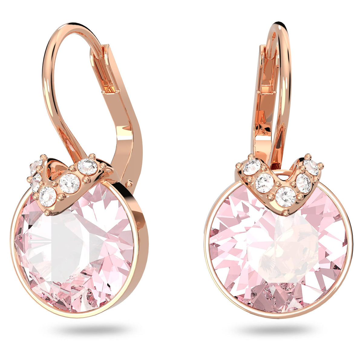 SWAROVSKI Bella V Drop Pierced Earrings, Round Pink Crystals with Clear PavÃƒÂ© on a Rose-Gold Tone Finished Setting, Part of the Swarovski Bella Collection