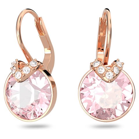 SWAROVSKI Bella V Drop Pierced Earrings, Round Pink Crystals with Clear PavÃƒÂ© on a Rose-Gold Tone Finished Setting, Part of the Swarovski Bella Collection