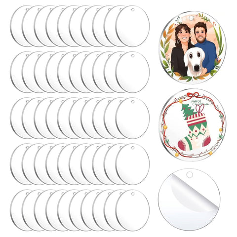 Pack of 50 Acrylic Disc Round with Hole 5 cm, Clear Acrylic Plate Round, Transparent Acrylic Disc, Circle Acrylic Glass Plate Round Plexiglas, Round Acrylic Discs for Key Chains, Painting, DIY Crafts