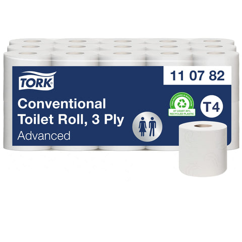 Tork 110782 extra soft toilet rolls T4 / 3-ply tissue rolls advanced quality / compatible with Tork T4 conventional toilet system / extra soft and tear-resistant, pack of 30 (30 x 250 sheets)