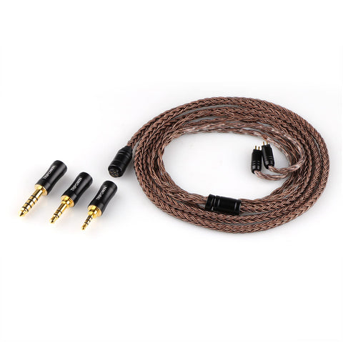 Linsoul Tripowin Amber 32AWG OFC HiFi IEM Cable with Interchangeable 2.5mm/3.5mm/4.4mm Plug, PVC Sleeve Replacement Cable for Audiophile (Amber, 2pin)