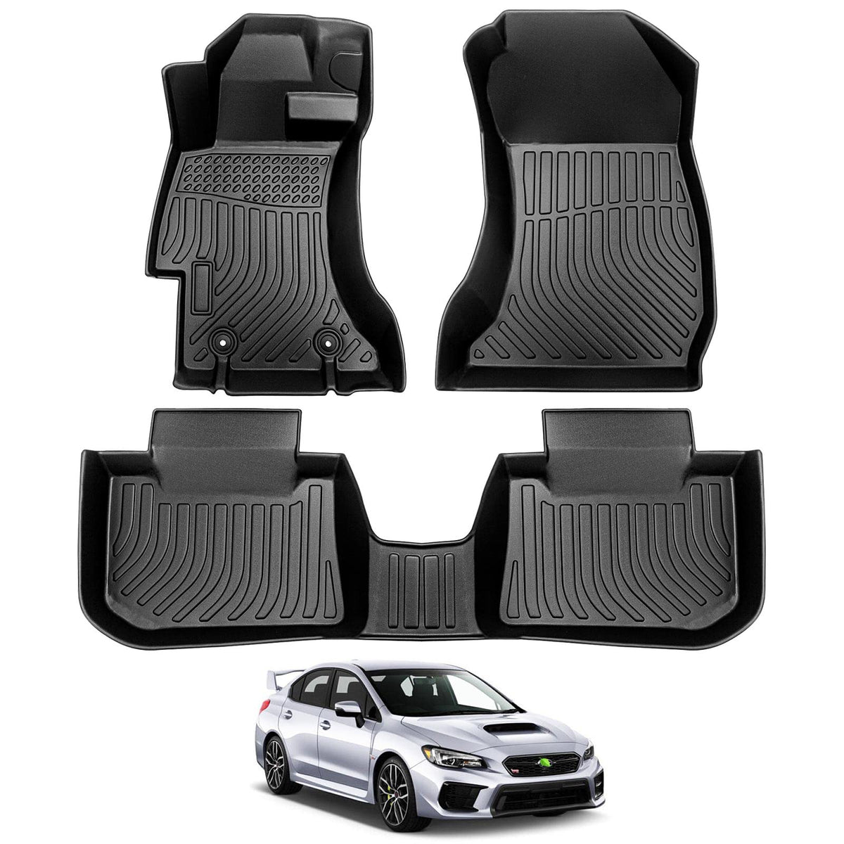 Cartist Compatible with Floor Mats Subaru WRX/WRX STi 2015 2016 2017 2018 2019 2020 2021 All Weather Floor Mats 1st & 2nd Row Carpet Protection 3D TPE Odorless