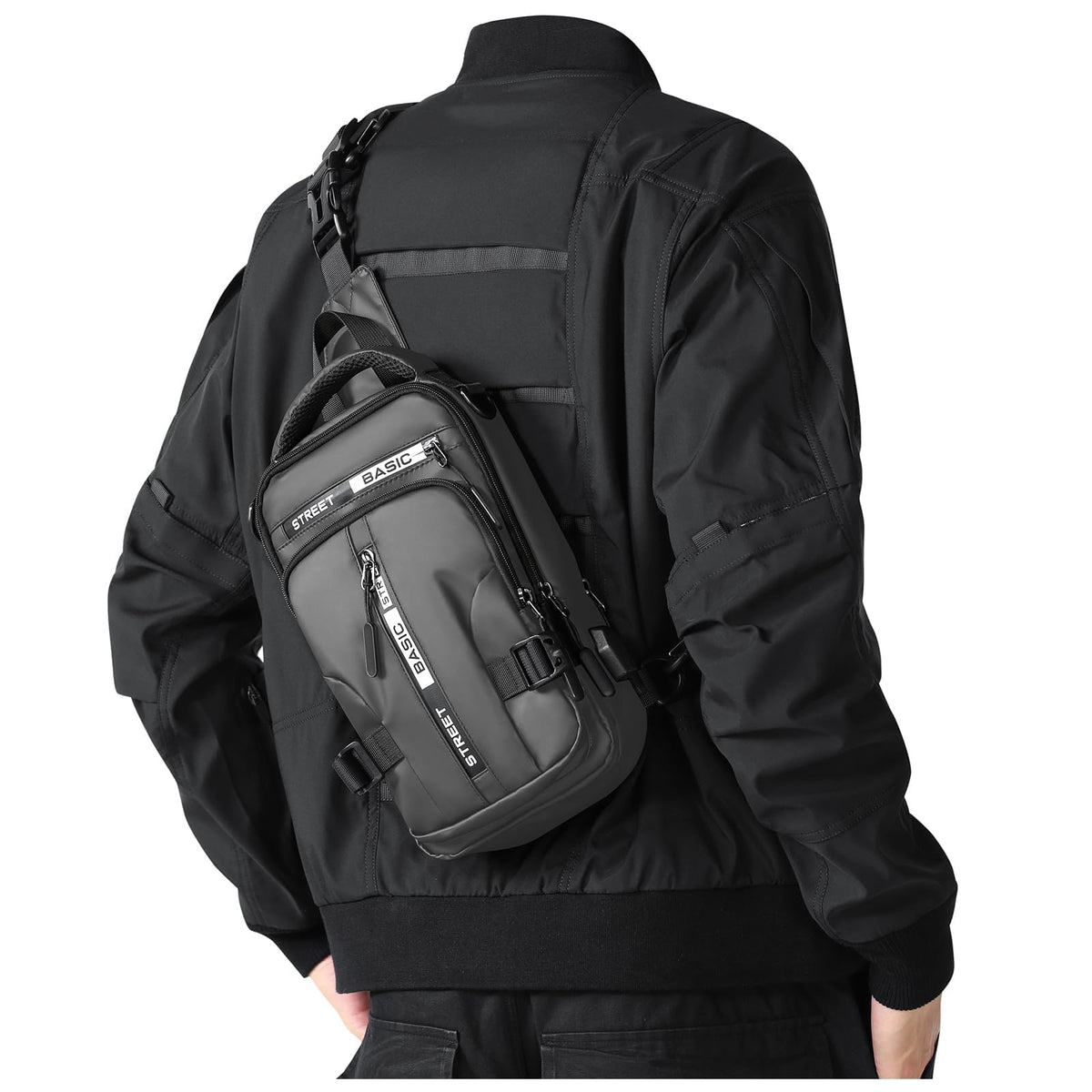 SEAFEW Anti Theft Sling Crossbody Backpack Shoulder Bag for Men, Grey