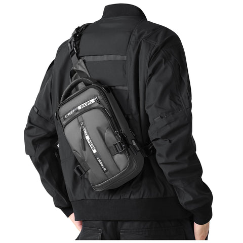 SEAFEW Anti Theft Sling Crossbody Backpack Shoulder Bag for Men, Grey