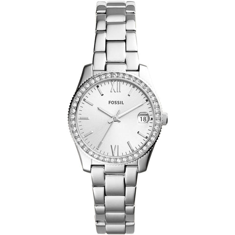 Fossil Watch for Women Scarlette Mini, Quartz Movement, 32 mm Silver Stainless Steel Case with a Stainless Steel Strap, ES4317