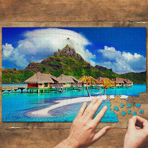 French Polynesia Mount Otemanu Bora Bora Island Jigsaw Puzzle 1000 Piece Travel Souvenir Wooden