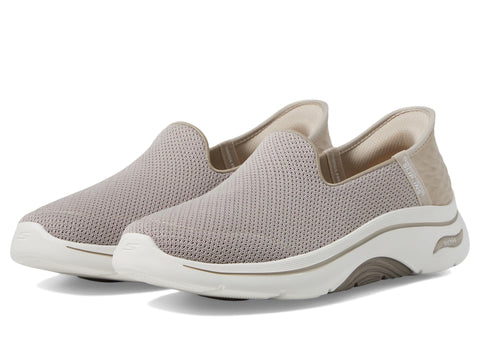 Skechers Women's Go Walk Arch Fit 2.0 Delara Hands Free Slip-Ins Sneaker, Taupe, 7