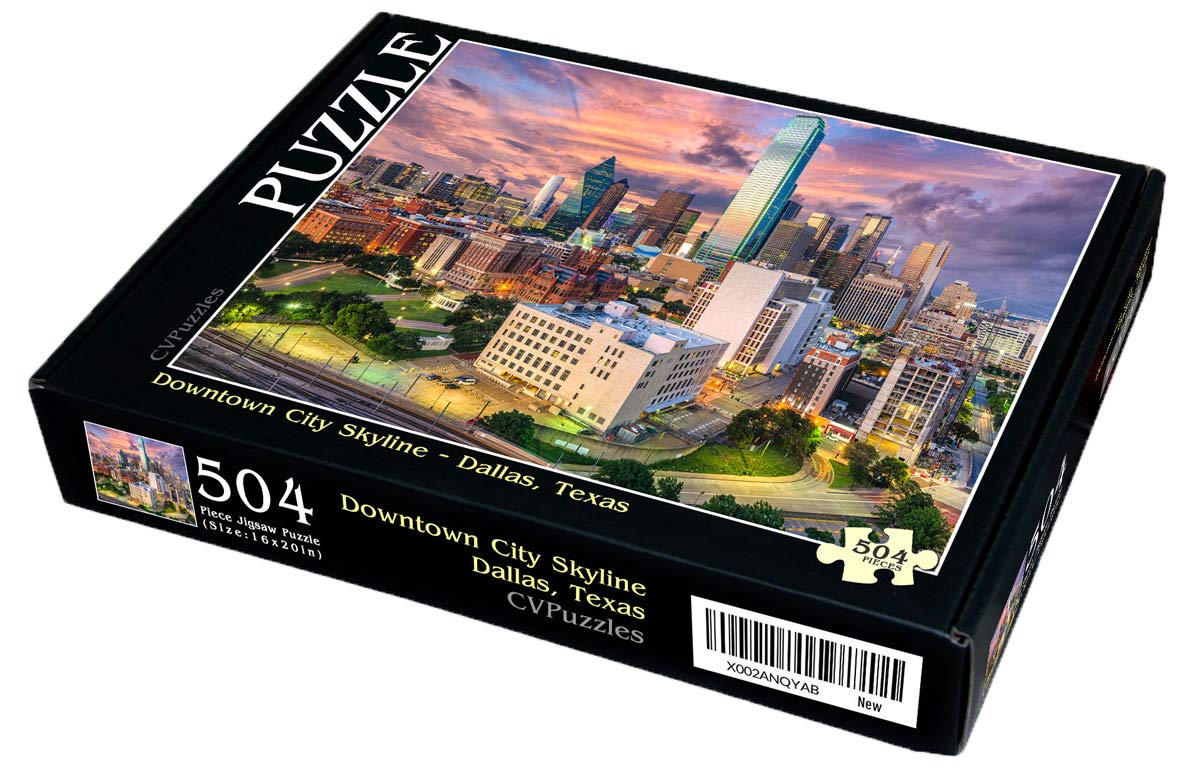 CVPuzzles Downtown City Skyline - Dallas, Texas 504 Piece Jigsaw Puzzle 16 X 20
