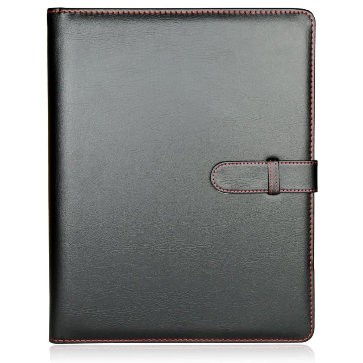 H&S A4 Portfolio Folder with Ring Binder Mechanism - with 40 plastic A4 Document pockets - Black Faux Leather Conference Folder