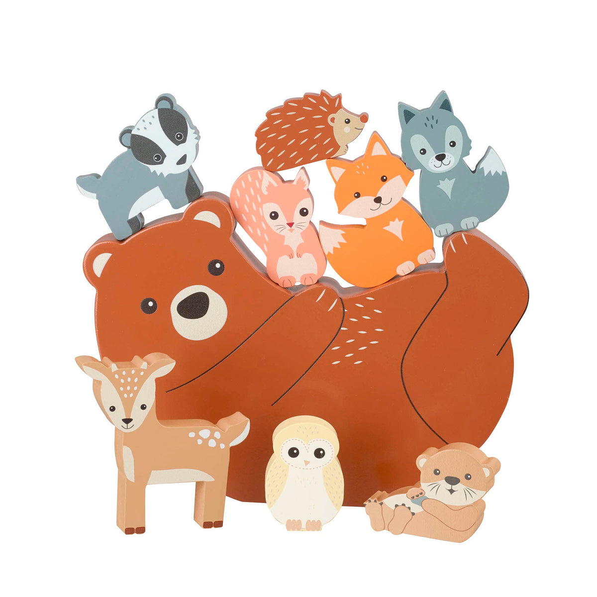 Orange Tree Toys Wooden Stacking Toys - Balancing Toy with Woodland Animals, Bear, Fox, Squirrel, Owl, Beaver and more - Wooden Toys for 1 Year Old, Toddler Toys - Early Development & Activity Toys