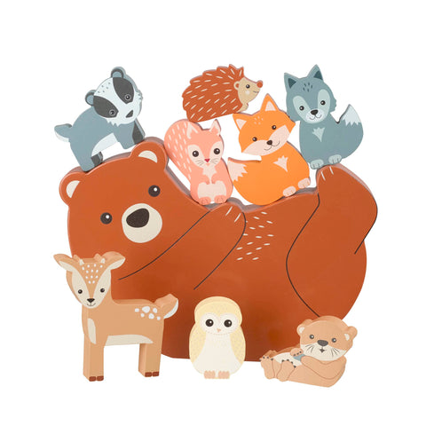 Orange Tree Toys Wooden Stacking Toys - Balancing Toy with Woodland Animals, Bear, Fox, Squirrel, Owl, Beaver and more - Wooden Toys for 1 Year Old, Toddler Toys - Early Development & Activity Toys
