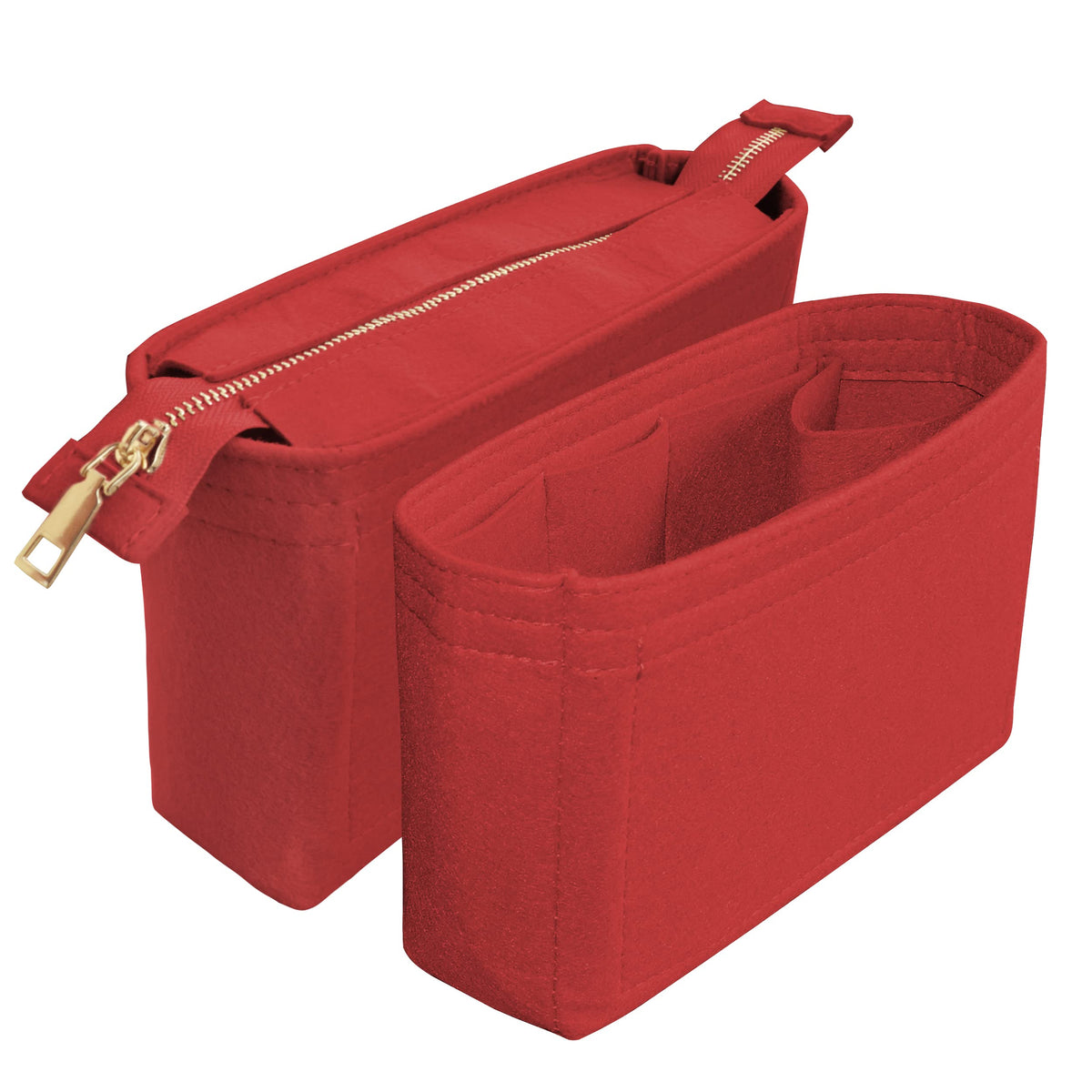 TTdayup Felt Tote Bag organizer with Zipper Small Purse Organizer Insert With 2 Packs fits NeoNoe Series,Red