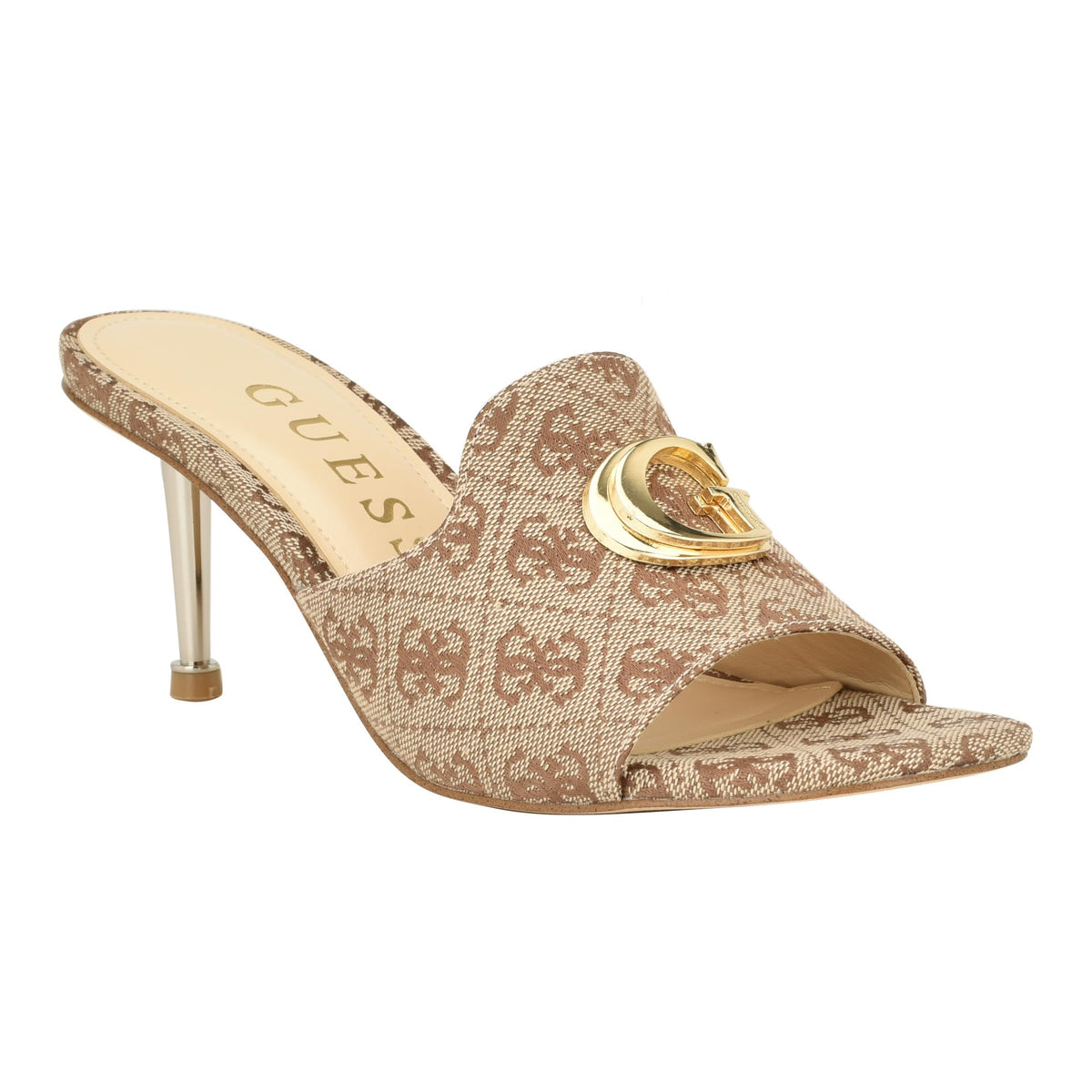 GUESS Women's SNAPPS Heeled Sandal, Beige/Brown 210, 10