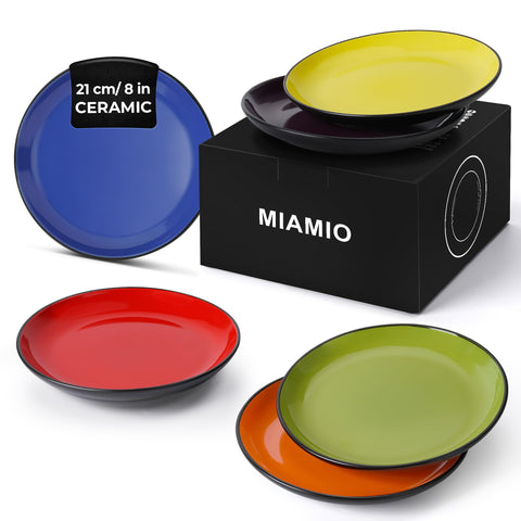 MIAMIO - 6 x Plate/Dinner Plate Set Stoneware Ceramic Tableware Set - Le Papillon Collection (Mixed, 21 cm)