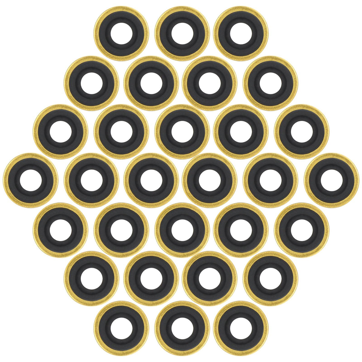 Healvaluefit Oxygen Tank Regulator Brass Yoke Washer O Ring Seals Brass with Rubber - Pack of 30